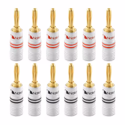 ) Nakamichi Excel Series 24K Gold Plated Banana Plug 12-18 AWG Gauge Size 4mm for Speakers Amplifier Hi-Fi - 12 Pcs (6-Pairs