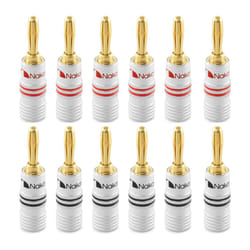 ) Nakamichi Excel Series 24K Gold Plated Banana Plug 12-18 AWG Gauge Size 4mm for Speakers Amplifier Hi-Fi - 12 Pcs (6-Pairs