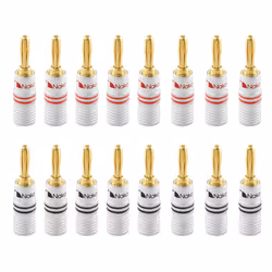) Nakamichi Excel Series 24K Gold Plated Banana Plug 12-18 AWG Gauge Size 4mm for Speakers Amplifier Hi-Fi - 16 Pcs (8-Pairs