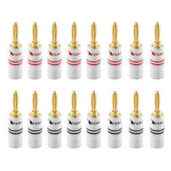 ) Nakamichi Excel Series 24K Gold Plated Banana Plug 12-18 AWG Gauge Size 4mm for Speakers Amplifier Hi-Fi - 16 Pcs (8-Pairs