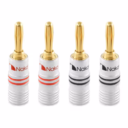 ) Nakamichi Excel Series 24K Gold Plated Banana Plug 12-18 AWG Gauge Size 4mm for Speakers Amplifier Hi-Fi - 4 Pcs (2-Pairs