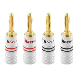 ) Nakamichi Excel Series 24K Gold Plated Banana Plug 12-18 AWG Gauge Size 4mm for Speakers Amplifier Hi-Fi - 4 Pcs (2-Pairs