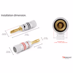) Nakamichi Excel Series 24K Gold Plated Banana Plug 12-18 AWG Gauge Size 4mm for Speakers Amplifier Hi-Fi - 4 Pcs (2-Pairs