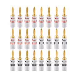 ) Nakamichi Excel Series 24K Gold Plated Banana Plug 12-18 AWG Gauge Size 4mm for Speakers Amplifier Hi-Fi - 24 Pcs (12-Pairs