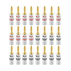 ) Nakamichi Excel Series 24K Gold Plated Banana Plug 12-18 AWG Gauge Size 4mm for Speakers Amplifier Hi-Fi - 24 Pcs (12-Pairs