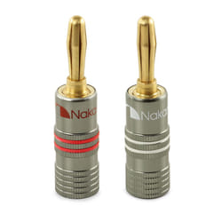 ) Nakamichi Ultimate Series 24k Gold Plated Beryllium Red Copper Banana Plug 12 AWG - 18 AWG Gauge Size 4mm for Speakers Hi-Fi Audio Ca - 2 Pcs (1-Pair