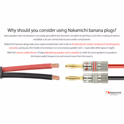 ) Nakamichi Ultimate Series 24k Gold Plated Beryllium Red Copper Banana Plug 12 AWG - 18 AWG Gauge Size 4mm for Speakers Hi-Fi Audio Ca - 2 Pcs (1-Pair