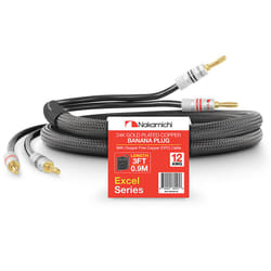 , Black (12 AWG)) Nakamichi Excel Series 24k Gold Plated Banana Plug with 12AWG Speaker Cable 99.9% Oxygen-Free Copper (OFC) Heavy Duty B - 3 ft (0.9 m
