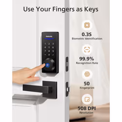 Philips Smart Lock with Handles  Keyless Entry Door Lock Set  Smart Door Lock with 2 Level Handles  Digital Keypad Deadbolt for Front Door  App Unlock