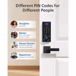 Philips Smart Lock with Handles  Keyless Entry Door Lock Set  Smart Door Lock with 2 Level Handles  Digital Keypad Deadbolt for Front Door  App Unlock