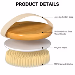 Metene Dry Body Brush for Radiant Skin  Exfoliates and Softens Skin  Improve Circulation  Body Scrubber with Soft and Stiff Bristles  Suitab