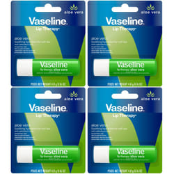 Vaseline Lip Therapy Care Aloe Fresh FastActing Nourishment Ideal for Chapped Dry Cracked or Damaged Lips Lip Balm 4Pack 016 Oz Each