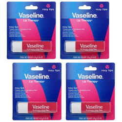 Vaseline Lip Therapy Care Rosy FastActing Nourishment Ideal for Chapped Dry Cracked or Damaged Lips Lip Balm 4Pack 016 Oz Each