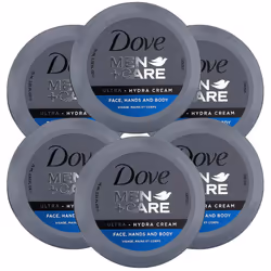 Dove Men+Care Ultra Hydra Cream Face Hands and Body care All Skin Types 6 Pack of 2.53 Oz Each