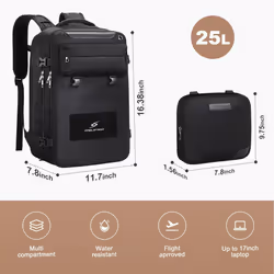 Maelstrom Travel Backpack for Women Men 25L Laptop Backpack Fits 17-Inch Laptop Waterproof Carry On Backpack for Airplanes with Detachable C
