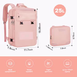 Maelstrom Travel Backpack for Women Men 25L Laptop Backpack Fits 17-Inch Laptop Waterproof Carry On Backpack for Airplanes with Detachable C