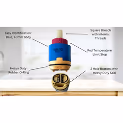 T & T 40mm Ceramic Pressure Balance Cartridge JH04BD  Blue  Red