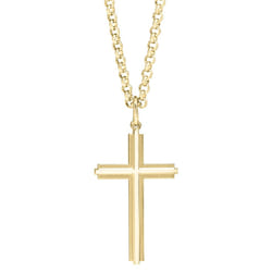 Amazon Essentials Mens Embossed Satin and Polished Cross Pendant Necklace  24"""" (previously Amazon Collection)