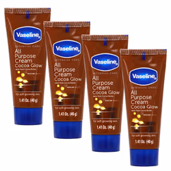 Vaseline All Purpose Cream Cocoa Glow with Pure Cocoa Butter 4-Pack 1.41 FL Oz Each 4 Tubes