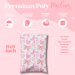 Pretty Package Store 6x9 Designer Poly Mailer 100 Pack Heavy Duty Waterproof Self Seal Shipping Bags for Small Business Large Mailing Envelopes Bulk T