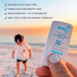 Bliss Baby Mineral Sunscreen Stick  Premium SPF 50  Natural Zinc Oxide  Fragrance-Free  Hypoallergenic & Dermatologist Tested  Water-Resistant  Vegan