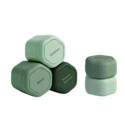 Cadence Travel Containers - Core Skincare Set - Magnetic Travel Capsules - 2 Small (0.56oz) & 3 Medium Capsules (1.32oz) with Cleanser  Moisturizer  S