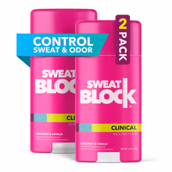 SweatBlock Deodorant Antiperspirant for Women | Clinical 48 Hour Sweat & Odor Protection  Coconut & Vanilla (2 Pack)
