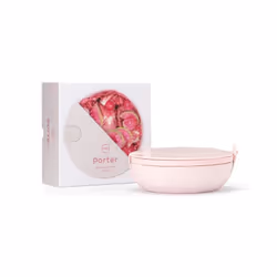 W&P Design Porter Bowl, Lunch container, Adult, Pink, Ceramic, Plastic, Silicone, Monochromatic, Girl