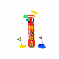 PowerTRC Deluxe Kid's Toy Golf Set w/ 3 Golf Balls 3 Types of Clubs 2 Practice Holes Perfect Golf Set for Children (Red)