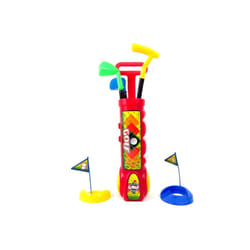 PowerTRC Deluxe Kid's Toy Golf Set w/ 3 Golf Balls  3 Types of Clubs  2 Practice Holes  Perfect Golf Set for Children (Red)