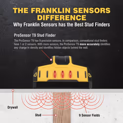 Franklin Sensors ProSensor T9 Professional Stud Finder, Yellow