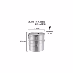2 Pot Set 1,5 L + 3 L | Incl. Nylon Sack, Lightweight Stainless Steel Backpacking Cookware, Volume Markings for oz and ml, Lid and Fold-out Handles,