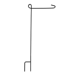 KINREX Garden Flag Pole Holder Stand - Black Metal Iron Wrought Stake Poles for Outdoor Garden Lawn Yard - 3 Piece Set - 35"""" Tall x 15.5"""" Wide