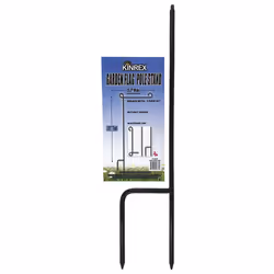 KINREX Garden Flag Pole Holder Stand - Black Metal Iron Wrought Stake Poles for Outdoor Garden Lawn Yard - 3 Piece Set - 35"""" Tall x 15.5"""" Wide