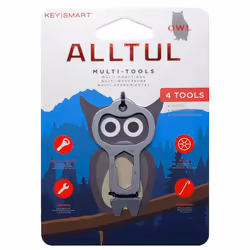KeySmart Alltul Multi-tool Owl for Keyring & Wallet Stainless Steel