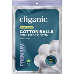 Cliganic Super Jumbo Cotton Balls (200 Count) - Hypoallergenic  Absorbent  Large Size  100% Pure (Packaging May Vary)