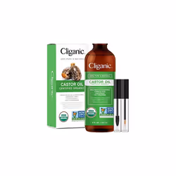 Cliganic USDA Organic Castor Oil, 100% Pure (8oz with Eyelash Kit) - For Eyelashes, Eyebrows, Hair & Skin | Natural Cold Pres ...