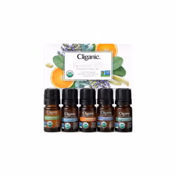 Cliganic Organic Essential Oils Set (Top 5) - 100% Pure Natural - Aromatherapy Candle Making - Peppermint Lavender Eucalyp ...