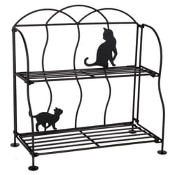 Lily's Home Cat Lovers Black Metal Countertop Wire Shelf Rack  Great for Household Items  Kitchen Organizer  Bathroom Storage and More. Foldable. 2-Ti