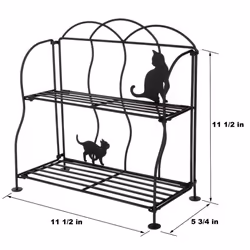 Lily's Home Cat Lovers Black Metal Countertop Wire Shelf Rack  Great for Household Items  Kitchen Organizer  Bathroom Storage and More. Foldable. 2-Ti