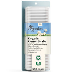 Cotton Swabs Organic by Sky Organics (Large pack of 500 ct.) Natural Cotton Buds, Cruelty-Free Cotton Swabs, Biodegradable, All Natural Cotton Swabs,