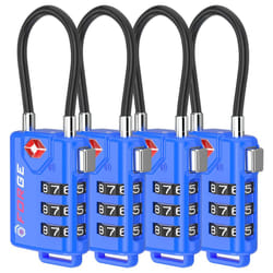 Bright Colors  TSA Approved Luggage Locks 4 Pack  Re-settable Combination with Alloy Body  Blue 4 Locks.