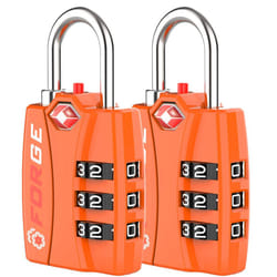 Forge TSA Luggage combination Lock - Open Alert Indicator  Easy Read Dials  Alloy Body- Ideal for Travel  Lockers  Bags (Orange 2PK)