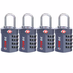 4 Digit TSA Approved Luggage Lock  4 Pack Gray  Inspection Indicator  Alloy Body