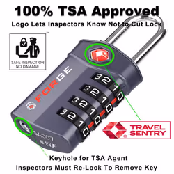 4 Digit TSA Approved Luggage Lock  4 Pack Gray  Inspection Indicator  Alloy Body