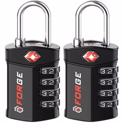 Forge Quality 4 Digit TSA Approved Luggage Lock 2 Black Locks with Inspection Indicator, Alloy Body for Pelican case, Suitcas ...