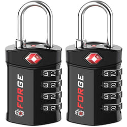 Forge Quality 4 Digit TSA Approved Luggage Lock 2 Black Locks with Inspection Indicator, Alloy Body for Pelican case, Suitcase, Gym Locker.