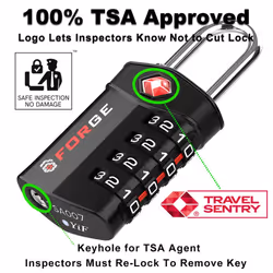 Forge Quality 4 Digit TSA Approved Luggage Lock 2 Black Locks with Inspection Indicator, Alloy Body for Pelican case, Suitcase, Gym Locker.