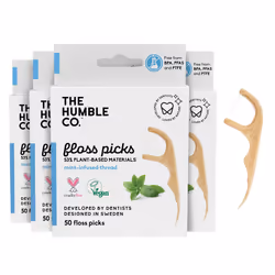The Humble Co. Floss Picks (200 Count) - Plant Based Dental Floss Picks for Superior Oral Care  Dental Hygiene  and Gum Healt ...