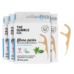 The Humble Co. Floss Picks (200 Count) - Plant Based Dental Floss Picks for Superior Oral Care  Dental Hygiene  and Gum Health  Cruelty Free Tooth Flo